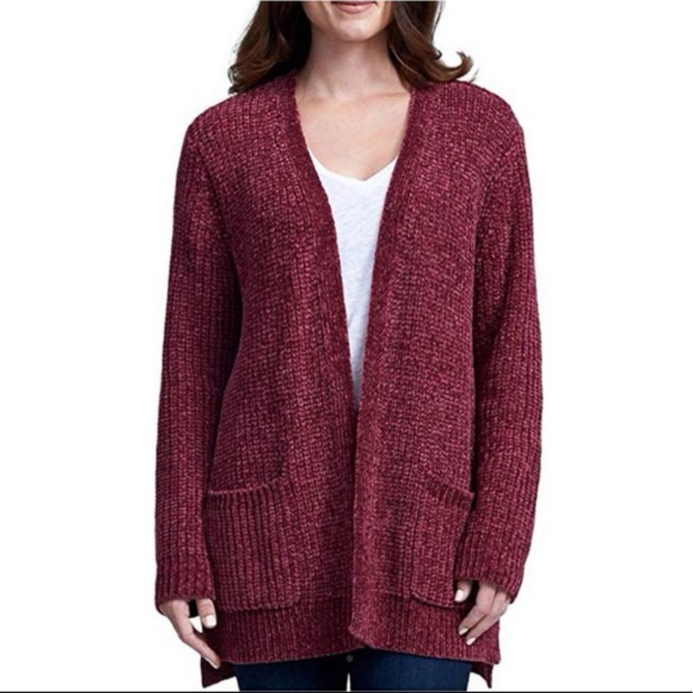SEVEN 7 Chenille Boyfriend Open Cardigan Sweater S